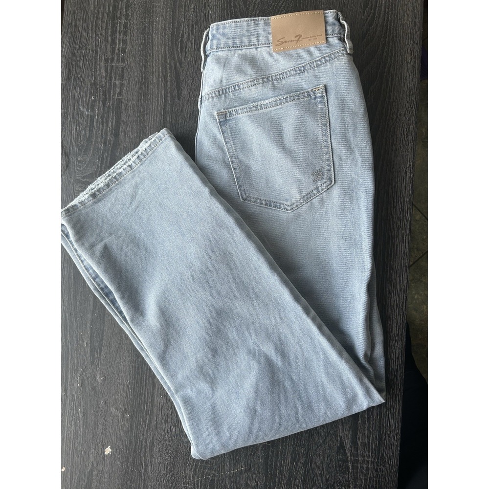 Seven7 Premium Brand Light Wash Wide Leg Jeans Size 6 Y2K Retro High Rise
